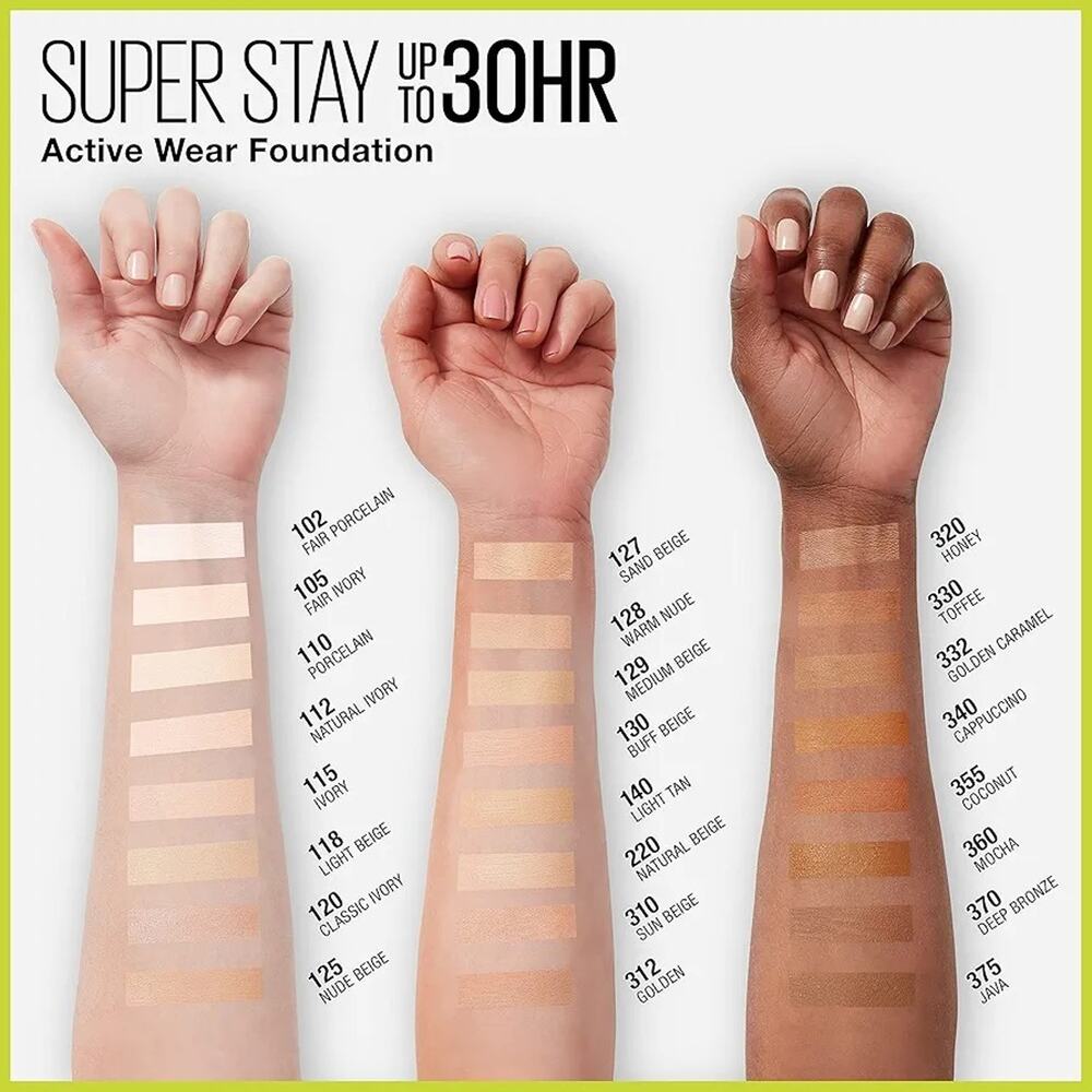 Maybelline Super Stay Active Wear Up To 30 Hours Liquid Foundation 110 Porcelain - Picture 2 of 6